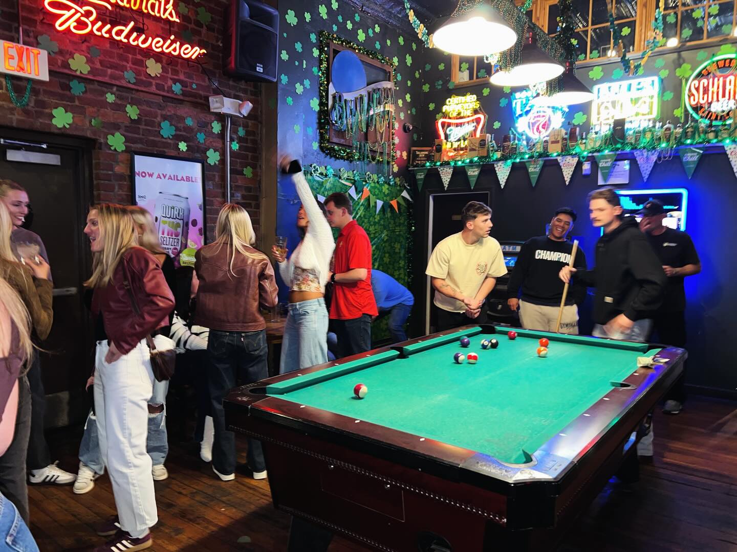 The pub packed and decked out for the holidays