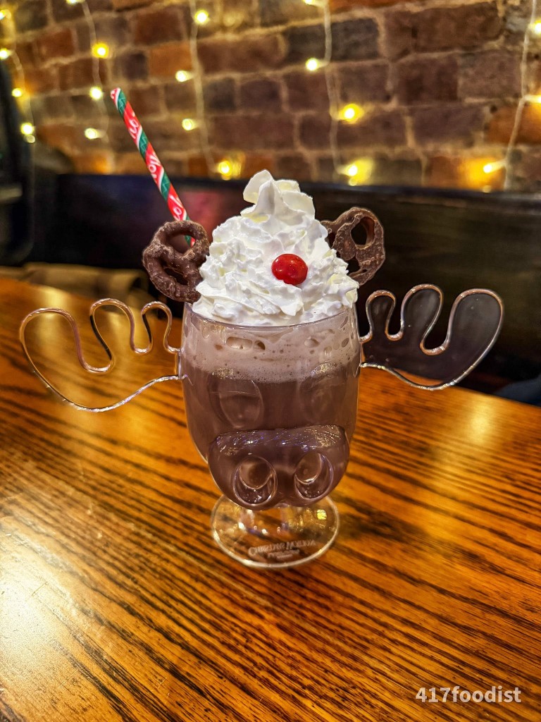 Reindeer mug hot chocolate with whipped cream