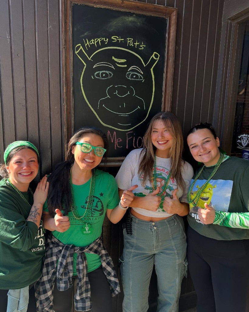 Happy St. Pat's chalkboard at Finnegan's Wake